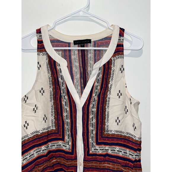 Sanctuary Lana Craft Print Split Neck Top L - Picture 3 of 10